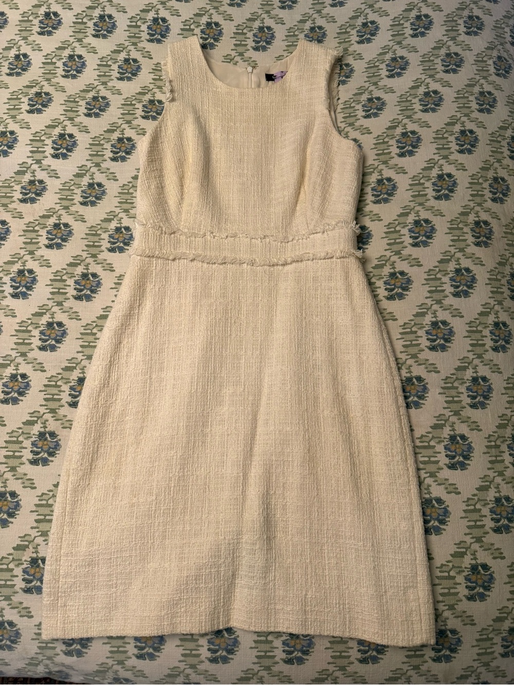 J. Crew Cream Sleeveless Tweed Midi Dress